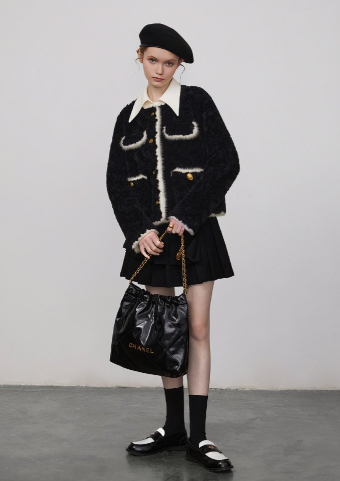 ROUND NECK FUR JACKET - ANLEM