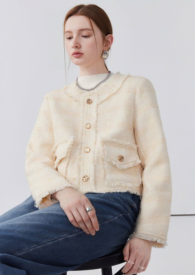 ROUND NECK RAW EDGE FRAGRANCE JACKET - ANLEM