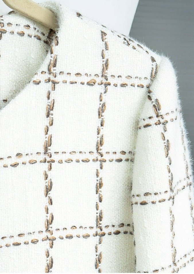 Chaqueta de tweed de cuello redondo