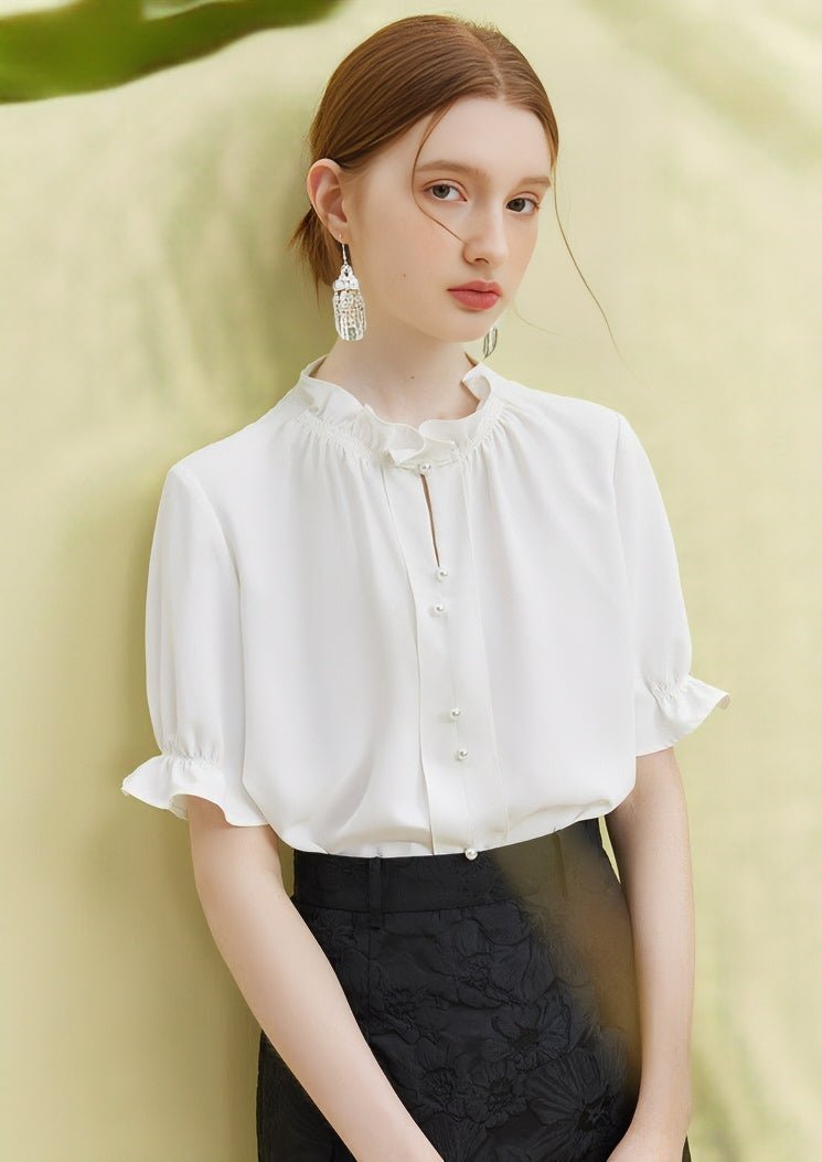 RUFFLE SHORT SLEEVE FRENCH TOP - ANLEM