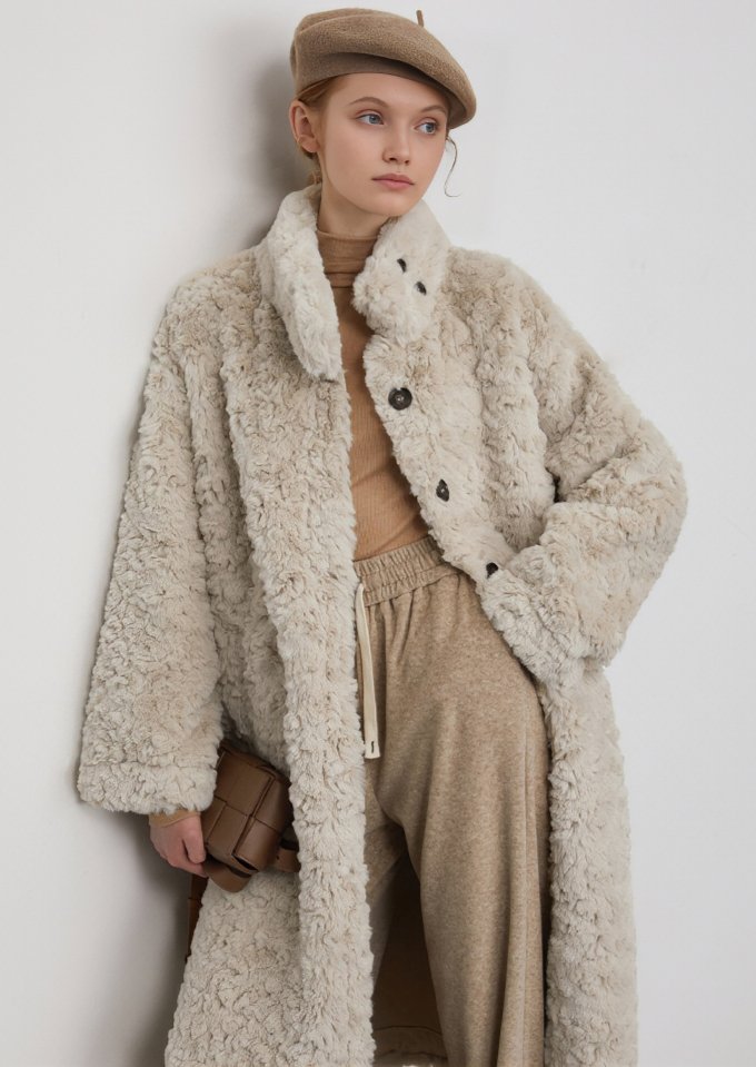 SOFT FUR MEDIUM LENGTH COAT - ANLEM