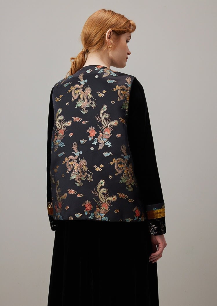 SPRING BLACK VELVET EMBROIDERY VEST - ANLEM