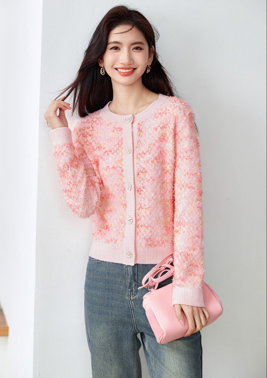 SPRING FRENCH PINK CARDIGAN TOP - ANLEM