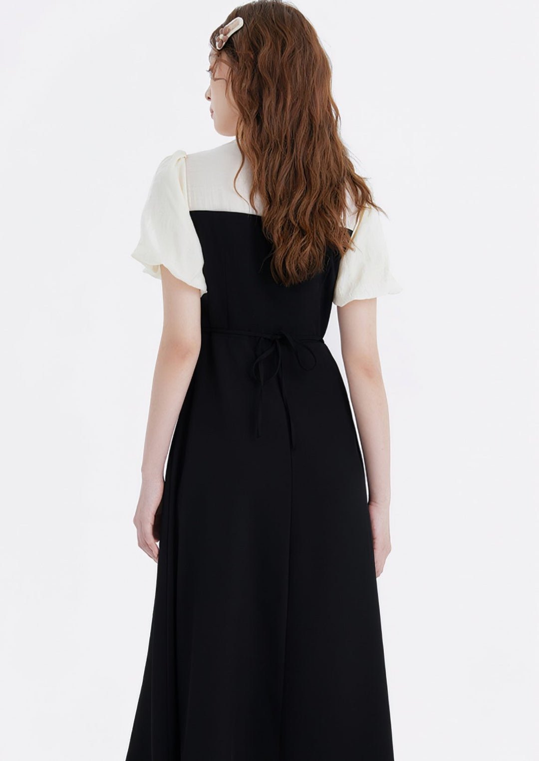 SQUARE NECK PUFF SLEEVE FRENCH DRESS - ANLEM