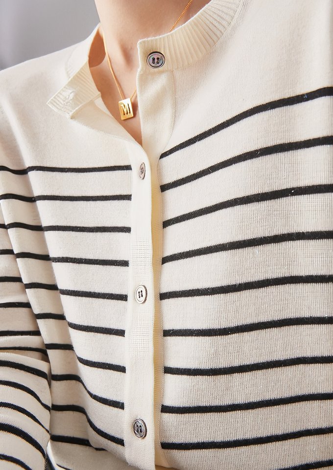 STRIPED KNIT CARDIGAN - ANLEM