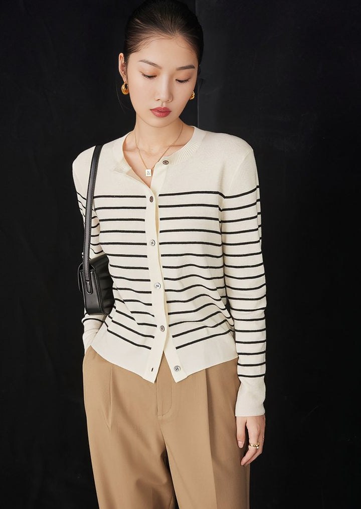 STRIPED KNIT CARDIGAN - ANLEM