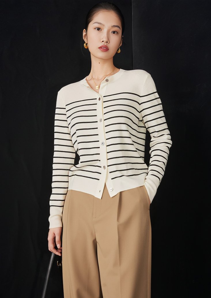 STRIPED KNIT CARDIGAN - ANLEM