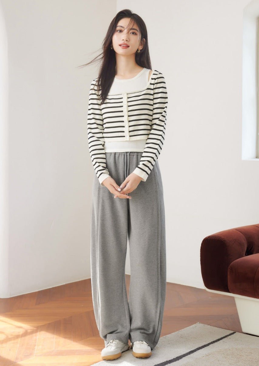 STRIPED KNIT TWO-PIECE SET - ANLEM