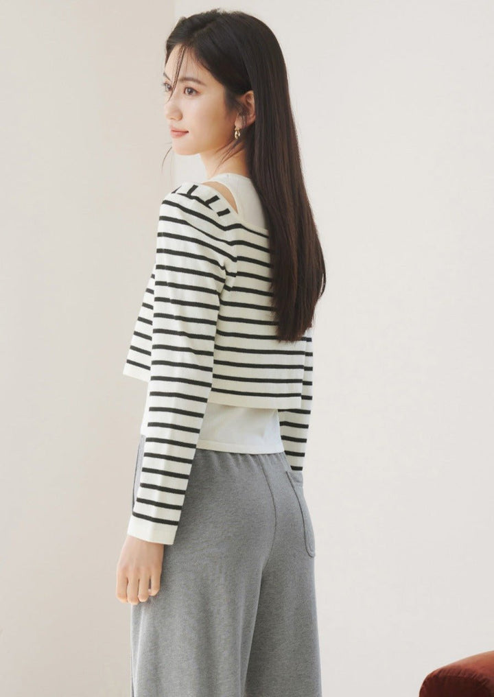 STRIPED KNIT TWO-PIECE SET - ANLEM