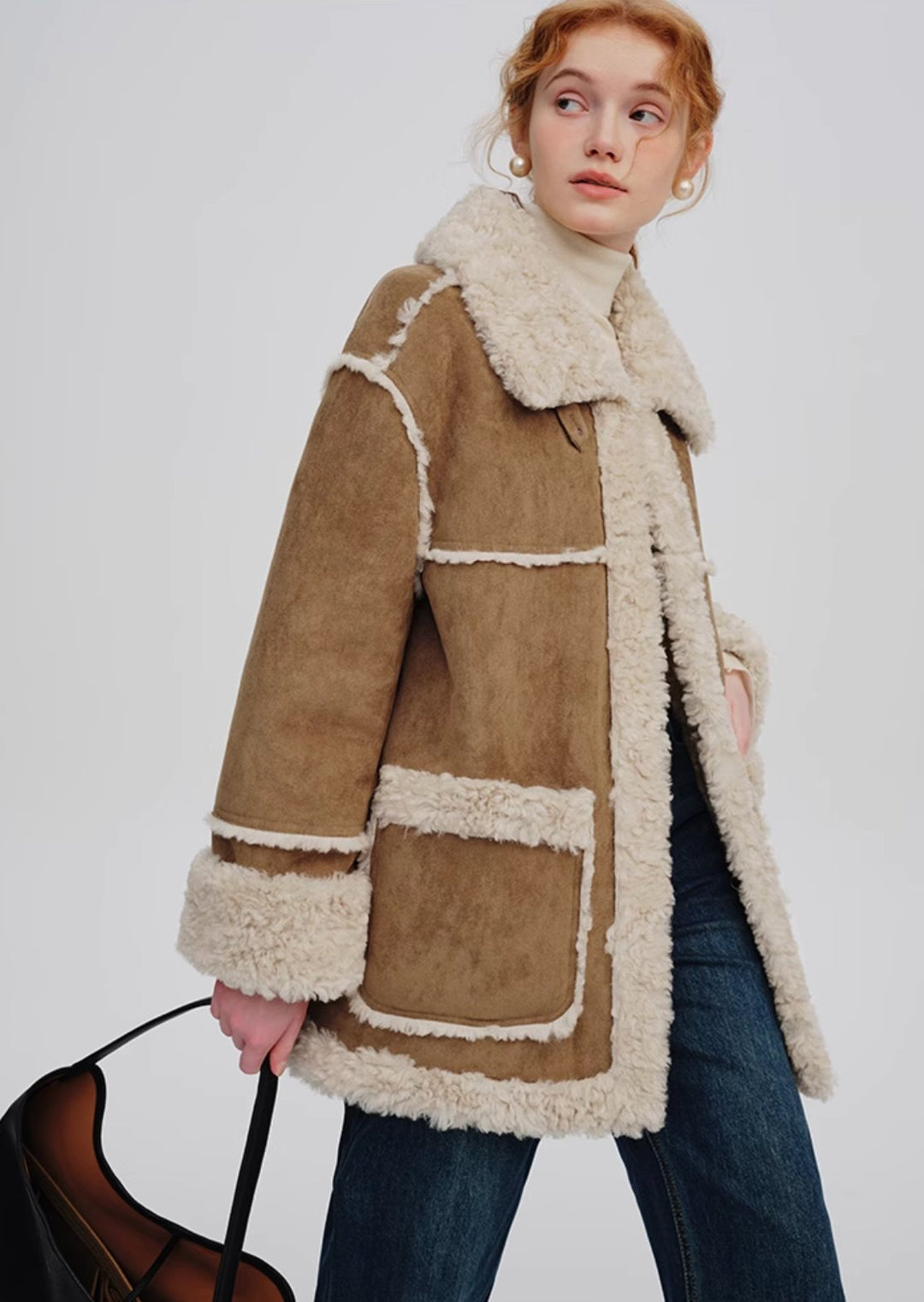 Suede Fur Wool Coat - ANLEM