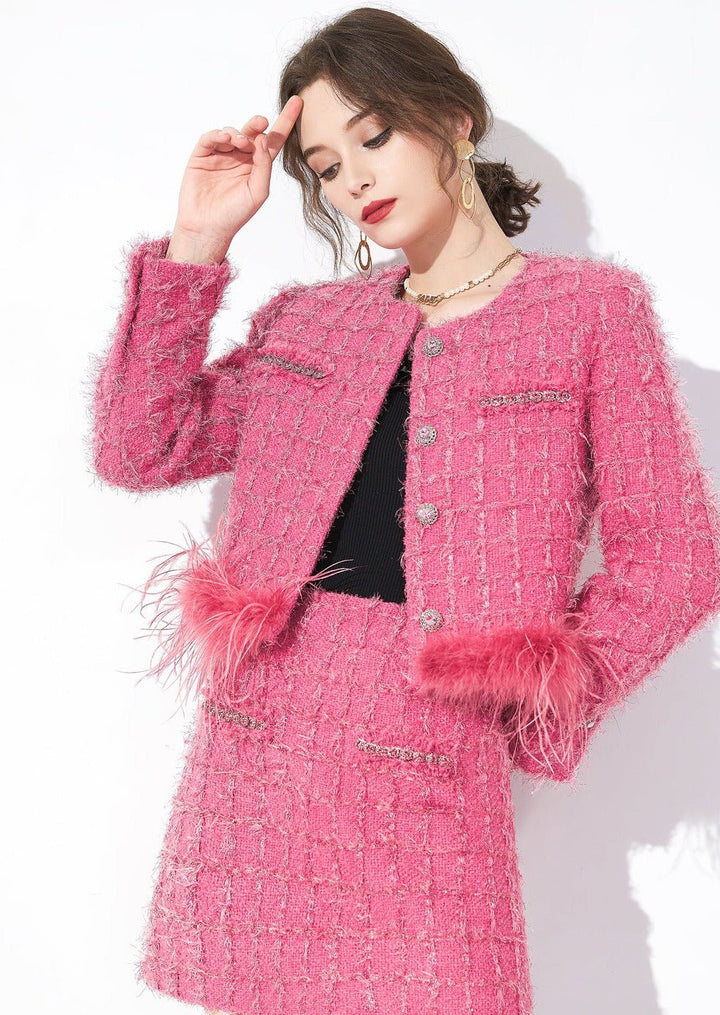 TWEED FUR HEM JACKET&SKIRT - ANLEM