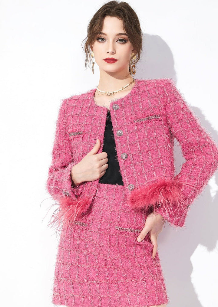 TWEED FUR HEM JACKET&SKIRT - ANLEM