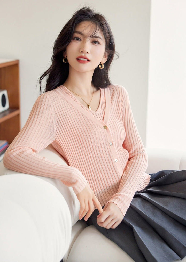 TWO-PIECE KNIT SWEATER TOP - ANLEM