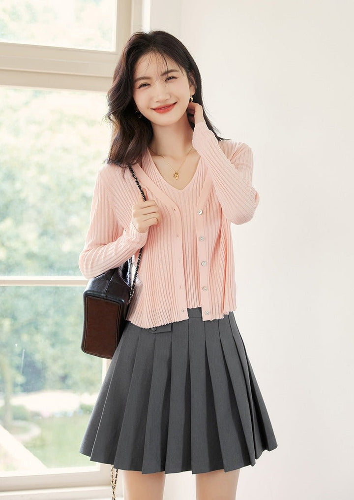 TWO-PIECE KNIT SWEATER TOP - ANLEM