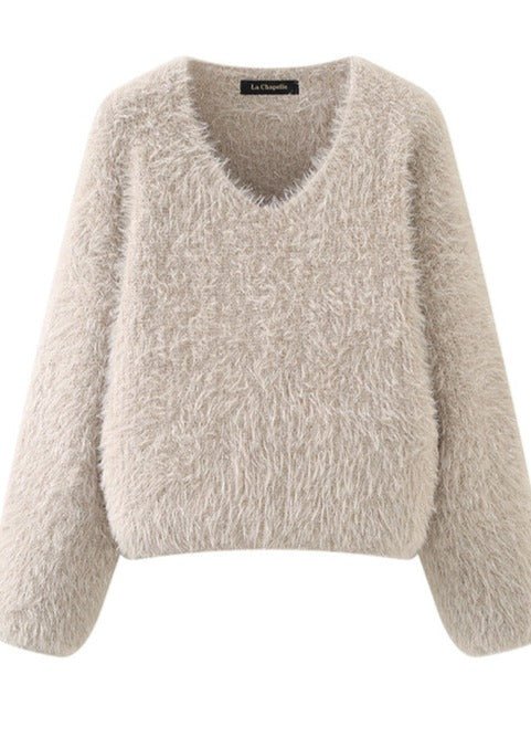 V-NECK SHINY PULLOVER SWEATER - ANLEM