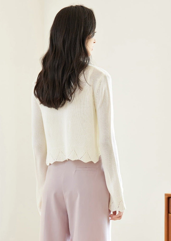 WHITE KNIT TWO PIECE CARDIGAN - ANLEM