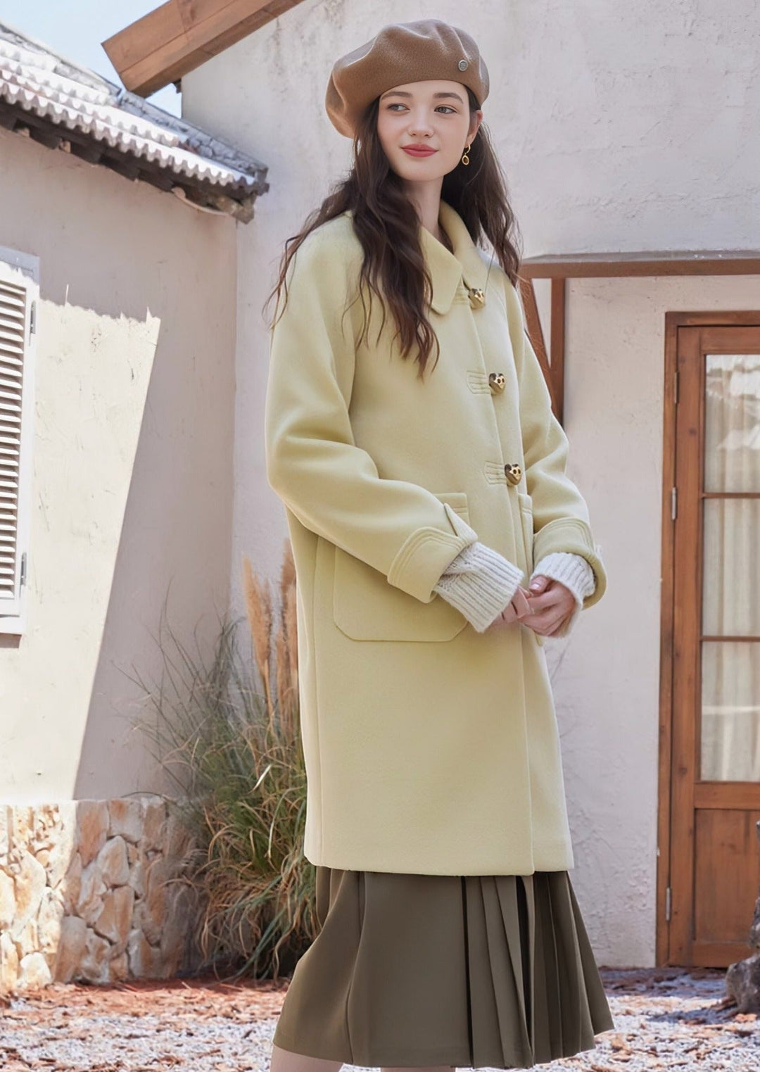 Yellow Tweed Coat - ANLEM